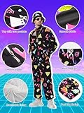 Deaboat 90s Outfit for Men 80s Costume Tracksuit Retro Hip Hop Windbreaker and Pants Set Festival Outfit Sportswear 9Pcs(Black/XL)