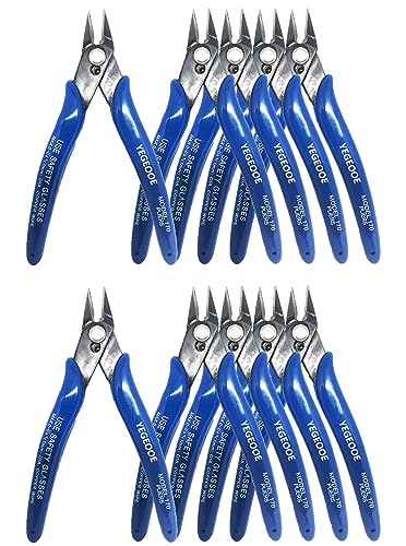 YEGEOOE Small Wire Cutters, 10PACK Precision Diagonal Cutting Pliers Side Cutter, Nippers, Micro Flush Cutters, Shear Cutters, Wire Snips