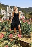 Black Corset Dress for Women Victorian Dress Lace Up Ruffle Sleeveless Midi Vintage Dress Black L