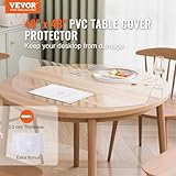 VEVOR Plastic Table Cover, 48 x 48 Inch 2.0 mm Thick Clear Table Protector, Round PVC Desk Mat, Waterproof & Easy Cleaning Desk Pad Tablecloth, for Office Dresser Dining Room Table Night Stand