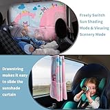 VVAYHUA Car Window Shades for Baby, 2 Pack Car Side Window Sunshade with Storage Pockets Blackout Car Window Curtain with Cartoon Pattern- 7 Suction Cups Sun/Heat/UV Protection for SUV