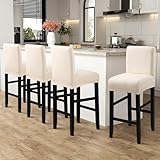 Fuloon Waterproof Bar Stool Covers 4 PCS, Stretch Pub Stool Chair Slipcover Counter Stool Cover Bar Stool Slipcovers with Backs Removable Washable for Kitchen, Dining Room (Beige, 4PCS)