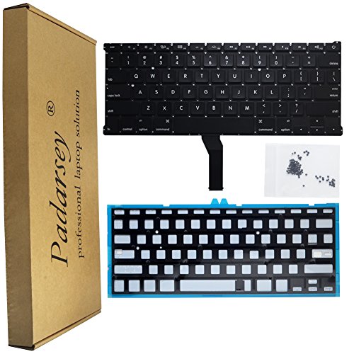 Padarsey Backlight Backlit Keyboard Replacement with 80 PCE Screws for MacBook Air 13" A1369 (2011) A1466 (2012-2015) MJVE2LL/A MD760LL/A MC965LL/A MD231LL/A MJVG2LL/A Series (6 Months Warranty)