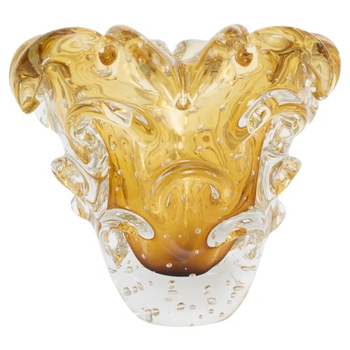 Cristais Labone Luxury Blown Glass Vase Amber, Traun Model, Murano-Style, Unique Brazilian Craft, Table Centerpiece, Home Decor, Living Room, Wedding, Office, 5.7 lbs