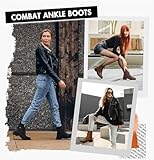 Vepose Women's Black Ankle Boots, Lace up Casual Combat Booties, Size 8 US - 927 Knitting Wool (CJY927 Black 08)