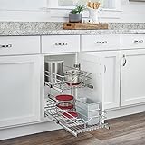 Rev-A-Shelf 2-Tier Kitchen Cabinet Pullout Shelf and Drawer Organizer Slide Out Pantry Storage Basket in Multiple Sizes, 15 x 22 In, 5WB2-1522CR-1