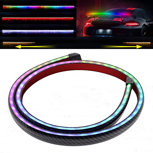 Vooda 125cm Flexible Car Tail Light RGB LED Strip Kits Rear Cover Brake Stop Turn Signal Running Lamp Waterproof DC12V. (RGB)