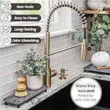 Stone Drying Mat for Kitchen Counter w/ Stone Drying Tray - 15.7" x 11.8" Quick Dry Stone Dish Drying Mat w/ 8 Screw Legs - Diatomaceous Water Absorbing Stone Tray for Sink - Drying Stone for Kitchen