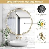 Fobule 24" Gold Mirrors for Wall, Flower Pattern Scalloped Decorative Accent Wall Mounted Mirror, Round Metal Frame Hanging Vanity Mirror Decor for Bathroom, Entryway, Bedroom