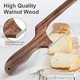 Bread Knife, Mecyfaty Sourdough Bread Cutter with Cover, Bread Slicer for Homemade Bread, Bagels, 0.06 cm Thickened Serrated Knife with Measuring Scale, Walnut Made-Best Bread Scoring Tool for Friends