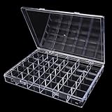 Noverlife 36 Grids Clear Plastic Jewelry Organizer Box, Nail Charm Holder Double Buckle Bead Organizer Storage Container Box, Empty Nail Box Organizer Earring Display Case Acrylic Bead Box for Women