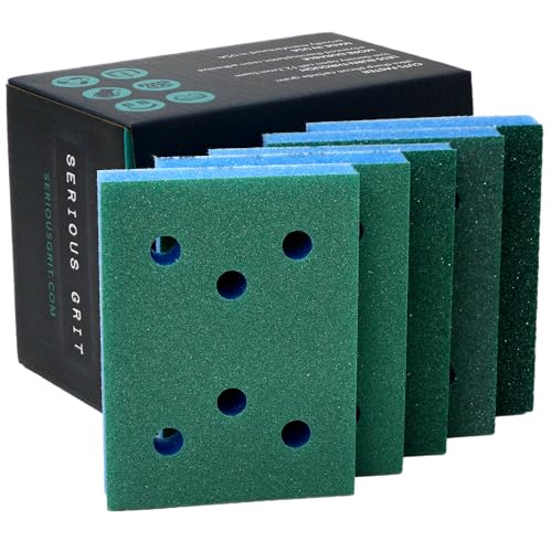 Serious Grit - 3" x 4" Foam Abrasive Assorted Grit Sanding Pads - Fits Surfprep, Uneeda Ekasand, Mirka - 1/2" Thick Soft Foam Hook & Loop Sandpaper Pads for 3x4 Sanders -Made in USA - 10 Per Box