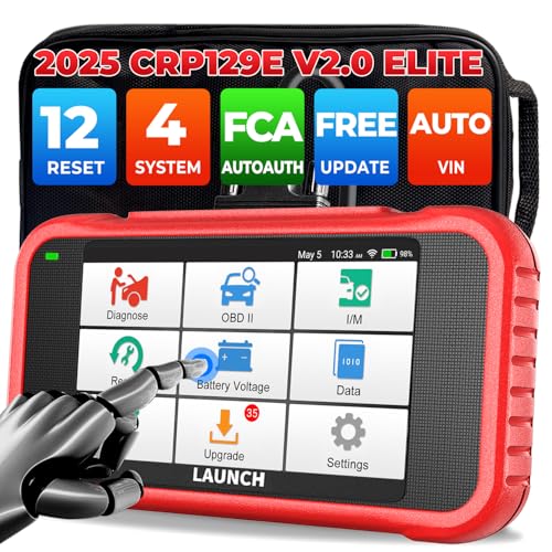 LAUNCH CRP129E V2.0 Elite 2025 OBD2 Scanner, FCA AutoAuth, 12 Reset, Oil/EPB/SAS/TPMS/BMS/Injector Coding, ABS Bleed, ABS SRS Transmission Engine Code Reader, Lifetime Free Update Scan Tool, Auto VIN