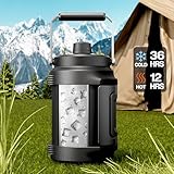 64 oz Insulated Water Bottle for Gym: 2-in-1 Straw Spout Lid, Dual Handle, Leakproof, Keep Cold 36H, Half Gallon Stainless Steel Water Jug for Travel, Hiking, Cycling, Park, Workout, Picnic (Midnight)