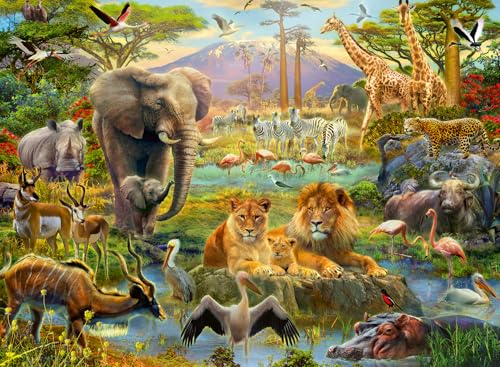 Ravensburger - Animals of The Savannah - 200 Piece Jigsaw Puzzle - Exciting, Colorful Imagery of Lions, Elephants, Tigers & More - Premium Quality - Ideal Gift - Screen-Free Fun - Children Ages 8+