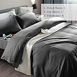 SONORO KATE Bed Sheet Set Super Soft Microfiber 1800 Thread Count Luxury Egyptian Sheets Fit 18-24 Inch Deep Pocket Mattress Wrinkle-6 Piece (Dark Grey, Queen)