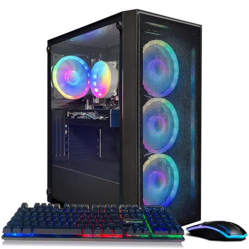 STGAubron Gaming PC Computer Desktop, Radeon RX 580 8G, Intel Core I7 8th up to 4.10 GHz, 16G DDR4, 512G SSD, WiFi 6 & BT 5.2, RGB Fan x4, Windows 11 Home