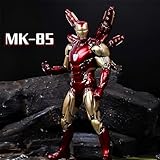 Toyvefwmy 7 Inch Iron-Mans MarK85 Collectible Action Figure with Light Up Eyes and Chest Exclusive Black Stand 22 Movable Joints Points of Articulation and Multiple Accessories.