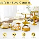 Set of 9 Cake Stands Metal Cupcake Stand Set Multiple Styles Candy Fruit Display Tower Dessert Plate Cake Serving Tray for Birthday Party Wedding Anniversary Baby Shower Engagement (Gold)