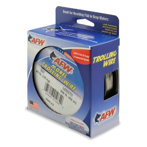 American Fishing Wire Monel Trolling Wire (Single Strand), Bright Color, 40 Pound Test, 600-Feet (two connected spools)