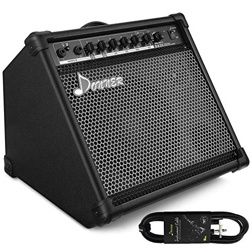Donner 35-Watt Electronic Drum Amplifier DA-35, 2x8" Speakers, 2-Channel, 3-Band EQ, DI Out, Wireless Audio, Black, Compatible with Electronic Drum & Keyboard, Digital Modeling Amplifier