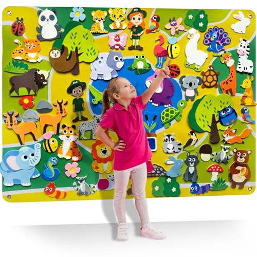 QUOKKA Zoo Felt Board for Kids 3-5 Years Old - Social Emotional Preschool Learning Activities for Ages 2-4