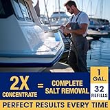 [1 Gallon] Concentrated Salt Remover + Corrosion Protection - Made in USA, Salt Gone for Boats & Cars, Ideal for Marine Engine & Outboard Motor Flush, Washes Salt Away from Boats, Vehicles, & Trailers