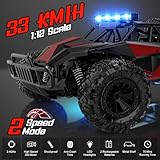 BLUEJAY Remote Control Car, 2.4GHz High Speed 33KM/H RC Cars Toys, 1:12 Monster RC Truck Off Road with LED Headlight and Rechargeable Battery Gifts for Adults Boys 8-12