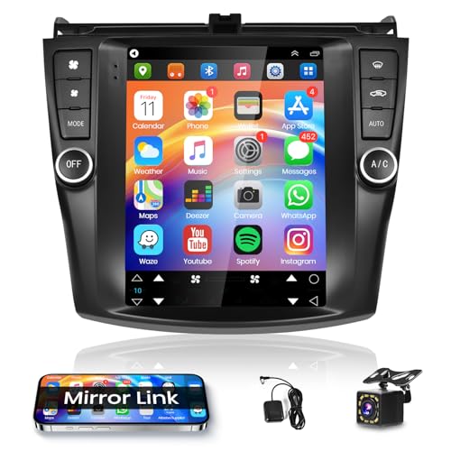 Podofo 9.7inch Vertical for Honda Accord 2003 2004 2005 2006 2007 Android 13 Car Stereo Radio,1080P HD IPS Touchscreen Bluetooth Radio EQ GPS FM RDS Radio Mirror Link WiFi DVR AHD Backup Camera