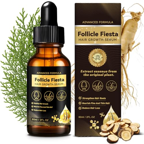Hair Growth Serum, 15 Plant Extracts Based- Visibly Thicker and Stronger Hair- Scalp Treatment for Thin, Dry & Damaged Hair - Strengthen Hair Roots and Reduce Breakage, 30 Days Supply