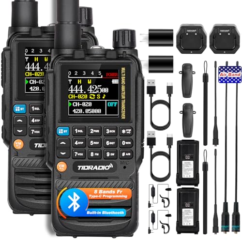 TIDRADIO TD-H3 Ham Radio Tri Band Two-Way Radio 2 Pack Full Kit, with 1Pack 18.8 inch Foldable CS Tactical Antenna