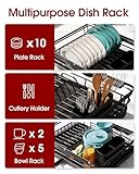 Sakugi Dish Drying Rack - Stainless Steel Dish Rack with Drainboard for Kitchen Counter and Sink, X-Large, Black