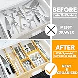 SpaceAid Bamboo Drawer Dividers with Inserts and Labels, Kitchen Adjustable Drawer Organizers, Expandable Organization for Home, Office, Dressers, 4 Dividers with 9 Inserts (17-22 in)