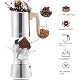 Sivaphe4 cups Stainless Steel Stovetop Espresso Coffee Maker | Induction Support 10 oz Intalian Moka Pot | Durable Cuban Coffee Maker 200ml(1 Cup=50ml)