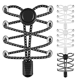 AMLY 4 Pairs of Elastic No Tie Shoelaces, Upgraded Lock, Reflective Shoe Laces for Kids and Adults (Black-Black-White-White)