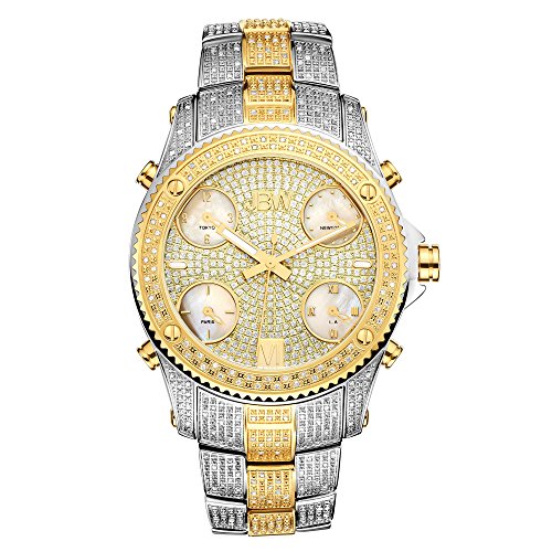 JBW Men's Luxury Jet Setter JB-6213-E 1.00 ctw Diamond Wrist Watch with Stainless Steel Link Bracelet