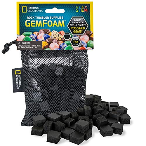 Blue Marble National Geographic Rock Tumbling Media – GemFoam Reusable Rock Polisher Foam, Use After Rock Tumbling Grit Cycles, Adds Shine to Tumbled Rocks and Minerals, Rock Tumbling Supplies