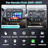 Car Stereo Radio for Honda Civic 2001 2002 2003 2004 2005 with Wireless CarPlay Android Auto MirrorLink Podofo 9 inch HD IPS Touch Screen Bluetooth Radio with GPS WiFi Backup Camera Mic HiFi/16 EQ