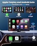 Portable Wireless Carplay Screen for Car: CarPlay & Android Auto Car Play Screen with 4K Dash Cam, 1080P Backup Camera, GPS Navigation/Mirror Link/AirPlay/Voice Control - 9 inch