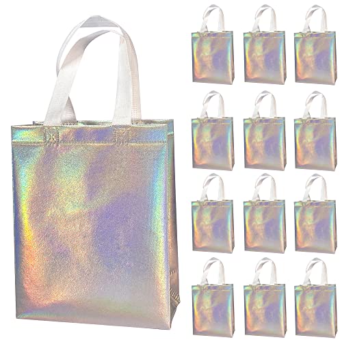 LOOKSGO 12 Pcs Non-woven Reusable Gift Bags With Handles for Party Favor 8W x 4L x10H Size