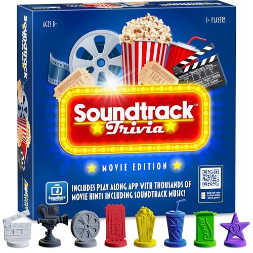 Soundtrack Trivia Movie Game, Name The Movie from a 15 Second Music Clip, Board Game for Family, Adults, Kids Ages 8+, 1 or More Players by Game Night Media