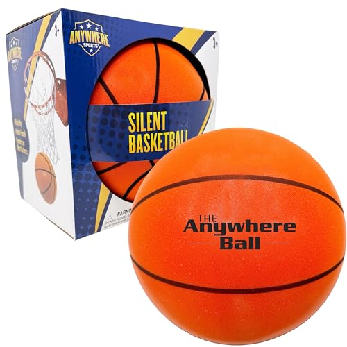 Anywhere Sports Silent Basketball | Grooved Airless Indoor Basketballs | Soft Foam Indoor Basketball | Soundless for Quiet Dribbling and Indoor Training | Higher Bounce Non-Deforming