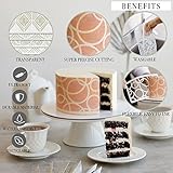 18 PCS Cake Stencils Set - Templates with Scraper and 50 Pins for Decorating Dessert Baking Buttercream Icing Molds Lace Mermaid- Mesh Floral Reusable Spray Fondant Cookie Wedding