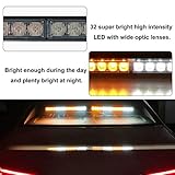 ASPL 2x16.8 inch Emergency Flashing LED Traffic Advisor Strobe Light Bar 32LED 26 Flash Patterns Interior Safety Warning Lights (Amber/White)