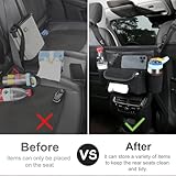 Car Purse & Handbag Holder for Front Seat | Universal Car Storage Organizer with Cup Holders & Tissue Pocket | Backseat Barrier for Pets & Kids | Easy Install for SUVs & Sedans.(Black)