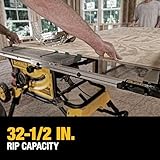 DEWALT 10 Inch Table Saw, 32-1/2 Inch Rip Capacity, 15 Amp Motor, With Rolling/Collapsible Stand (DWE7491RS)