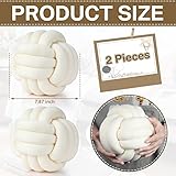 Namalu 2 Pieces Knot Ball Pillows Round Plush Aesthetic Cushion Pillows Soft Stress Relieving Cute Decorative Knotted Pillows for Kids Bed Sofa Bedroom Decor (Cream White, 7.87 Inches)