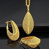 Jewelry Set for Women, Gold Costume Jewelry for Women Necklace Earrings Stylish African Nigeria Dubai Pakistani Jewelry Jewellery for women