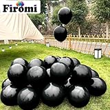 Firomi Black Balloons 12-inch 100 Pack Big Helium Round Black Metallic Thicken Latex Balloon for Birthday Party Black Theme Party Balloons (with 3 Ribbons)