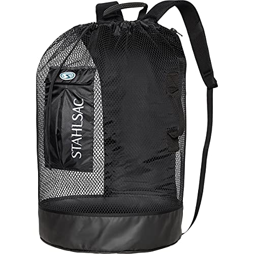Stahlsac Bonaire Mesh Backpack: Big 142L size, ideal for dive gear, dry pockets, BLACK